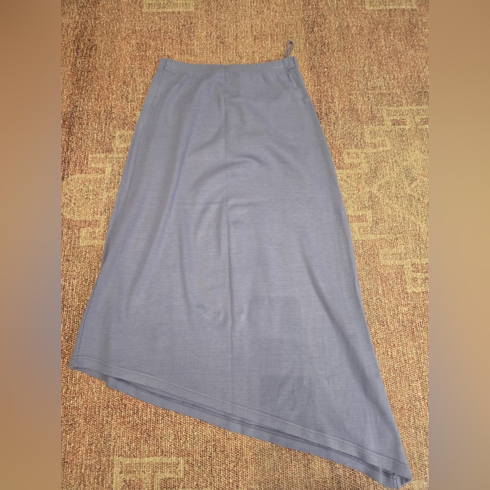 Nina Leonard asymmetrical hem jersey knit midi dress in lavender small
